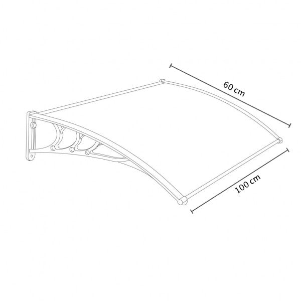 Pensilina tettoia per esterni  60x100 cm in policarbonato alveolare modulabile