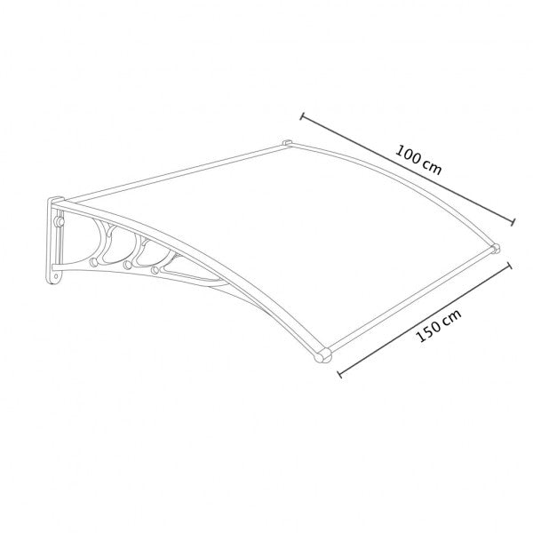 Pensilina tettoia per esterni 100x120 cm in policarbonato modulabile