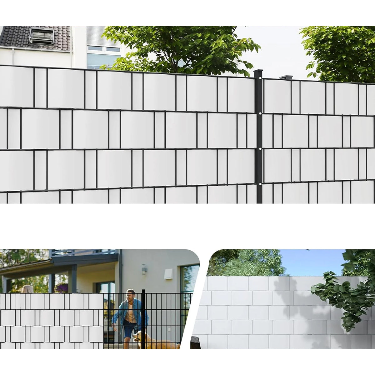 Frangivista fascia in pvc 19 cm x 35 mt con 25 clips di fissaggio colore bianco