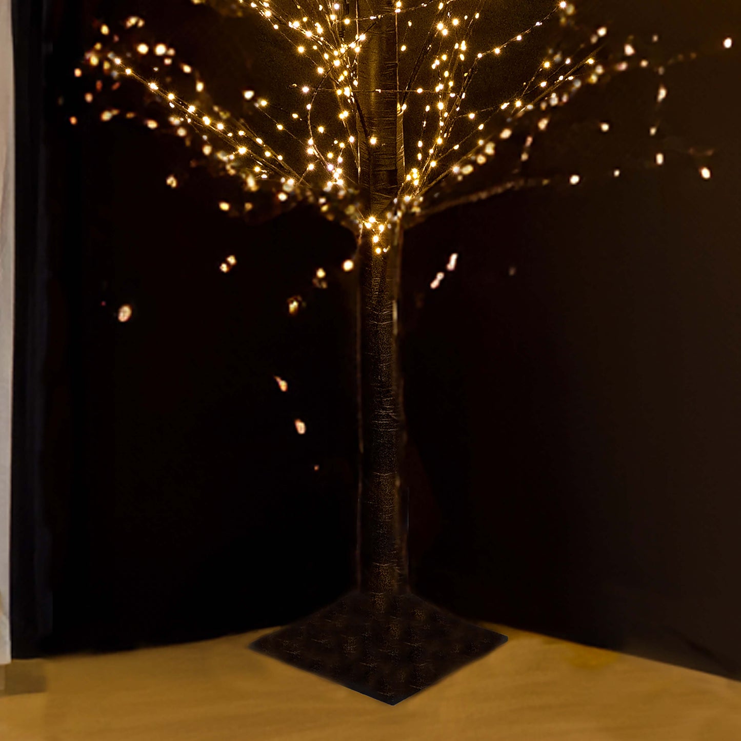 Albero di Natale nero h 210 cm con 1500 led bianco caldo