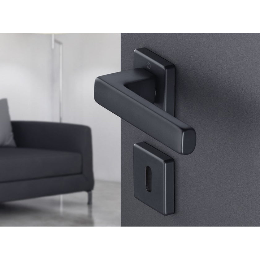 Maniglia Hoppe Toulon con rosetta quadra foro cilindro 49x49 mm