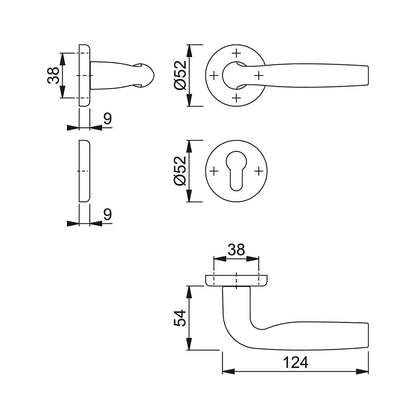 Maniglia Hoppe Milos tonda foro cilindro d. 52 mm per porte da interni