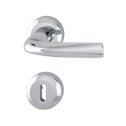 Maniglia porte Hoppe Cannes con rosetta tonda d. 52 mm cromo lucido