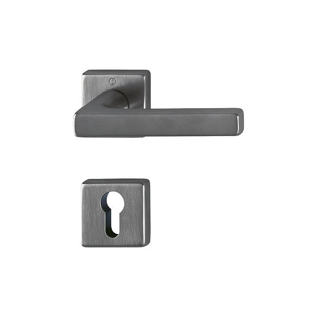 Maniglia porte interne Hoppe Dallas con rosetta quadra foro cilindro 49x49 mm antracite satinato