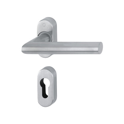 Maniglia porte interne Hoppe Utrecht con rosetta ovale 29x64 mm acciaio inox satinato