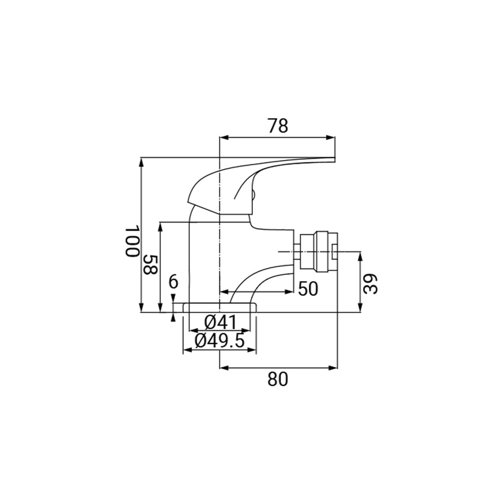 Miscelatore monocomando per bidet d. 35 mm con piletta cromato serie Time