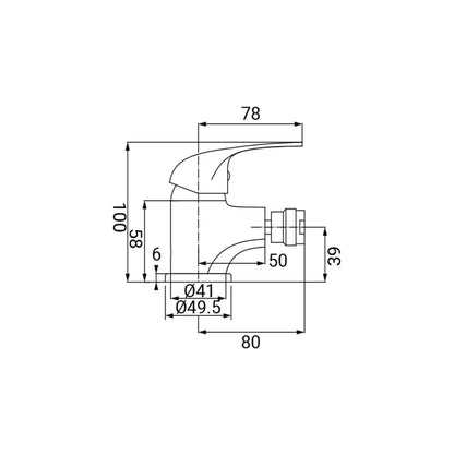 Miscelatore monocomando per bidet d. 35 mm con piletta cromato serie Time