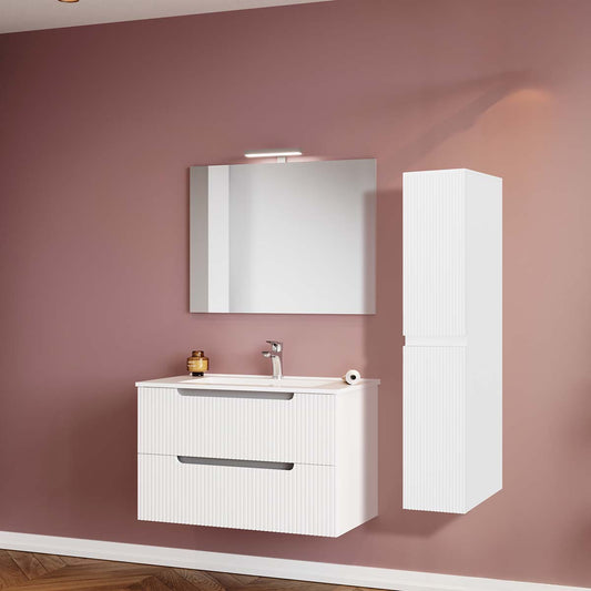 Composizione bagno Ibiza 80cm composizione sospesa con 2 cassetti bianco lucido