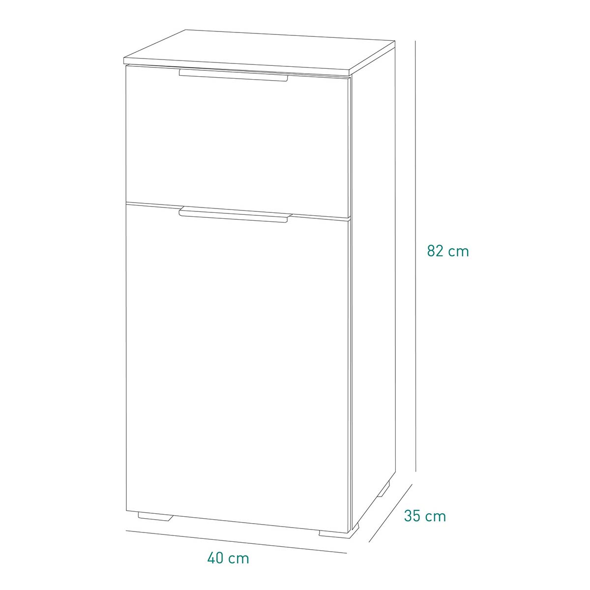 Mobile bagno a terra 1 anta e 1 cassetto bianco 40x82,5x35 cm