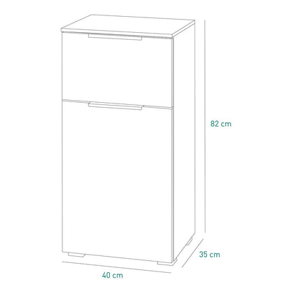 Mobile bagno a terra 1 anta e 1 cassetto bianco 40x82,5x35 cm