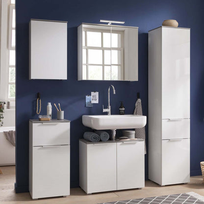 Mobile bagno a terra 1 anta e 1 cassetto bianco 40x82,5x35 cm