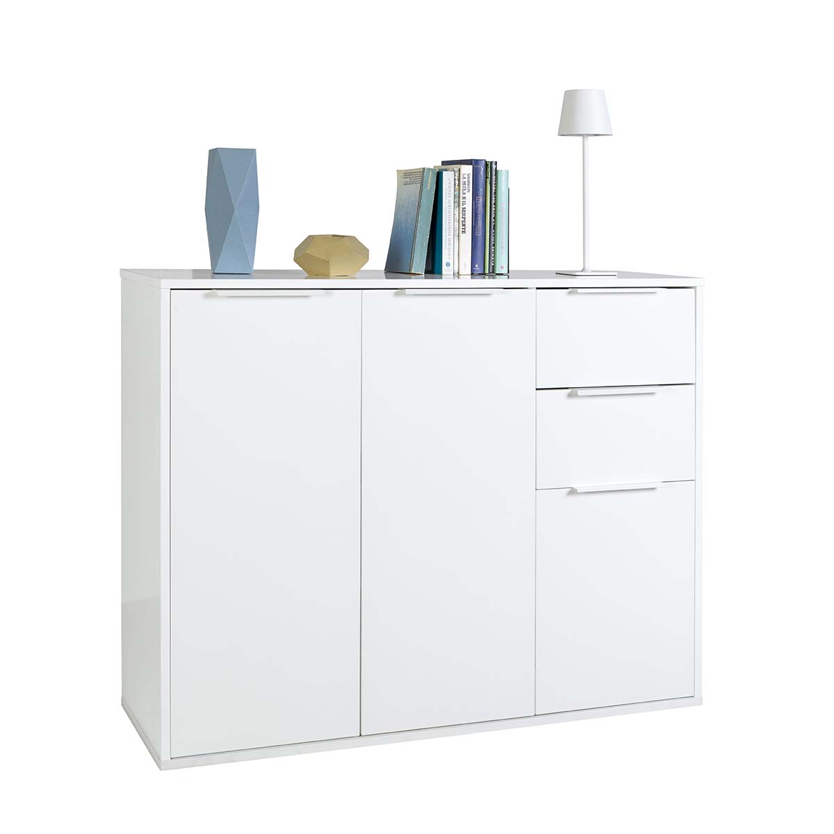Mobile salvaspazio 3 ante e 2 cassetti 106x87x35 cm