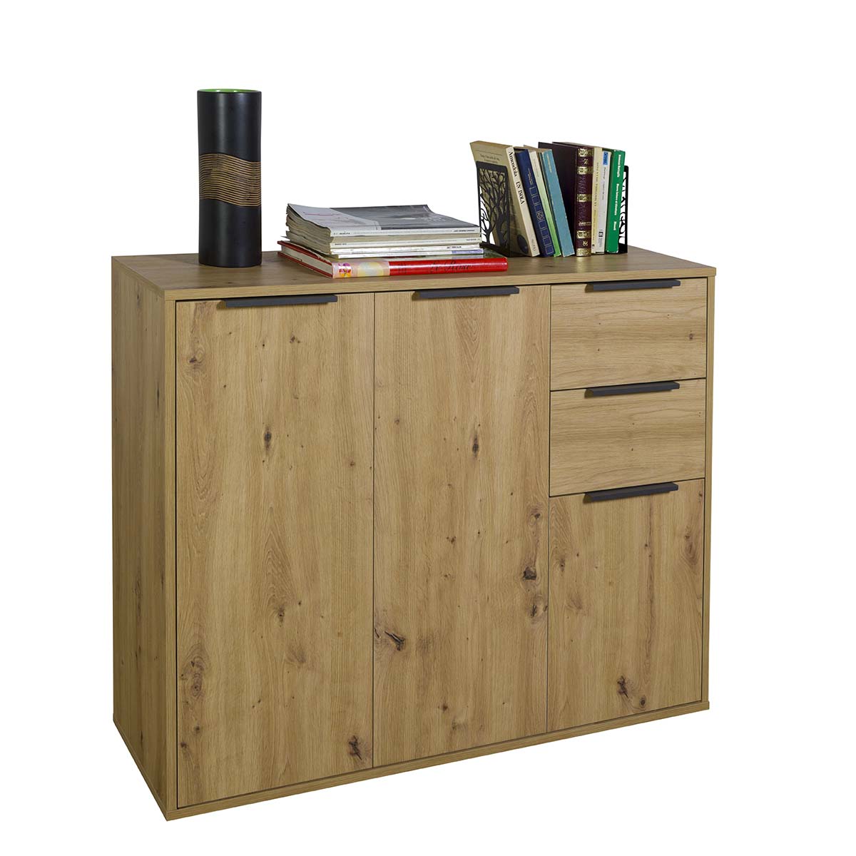 Mobile multiuso 106x87h cm rovere con 3 ante e 2 cassetti