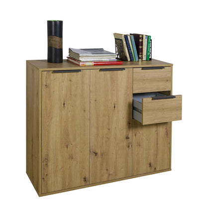 Mobile multiuso 106x87h cm rovere con 3 ante e 2 cassetti