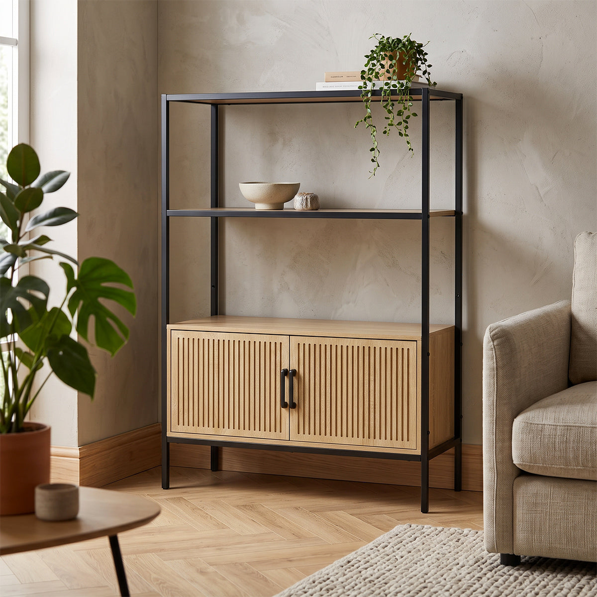 Mobile multiuso 33x83x105 cm 4 ripiani e 2 ante