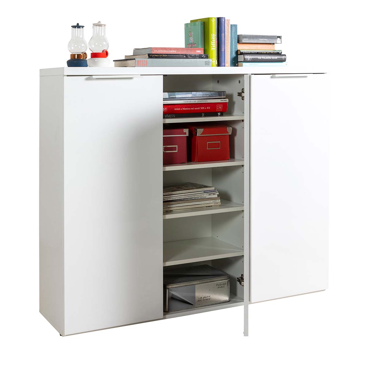 Mobile salvaspazio 3 ante bianco 120x102x35 cm