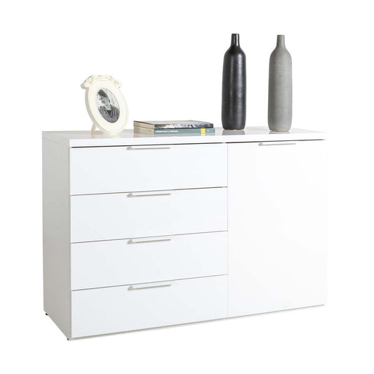 Mobile salvaspazio 4 cassetti 1 anta bianco 120x82x44 cm