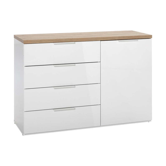 Mobile salvaspazio con 4 cassetti e 1 anta bianco e rovere 120x82x44cm