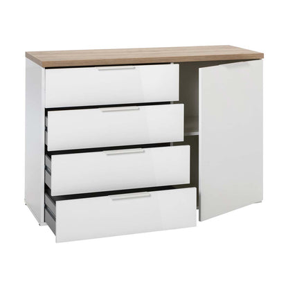 Mobile salvaspazio con 4 cassetti e 1 anta bianco e rovere 120x82x44cm