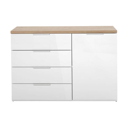 Mobile salvaspazio con 4 cassetti e 1 anta bianco e rovere 120x82x44cm