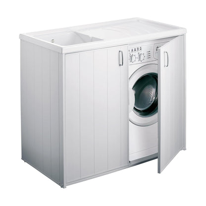 Mobile lavatoio copri lavatrice reversibile bianco Negrari con ante 109x60x92 cm