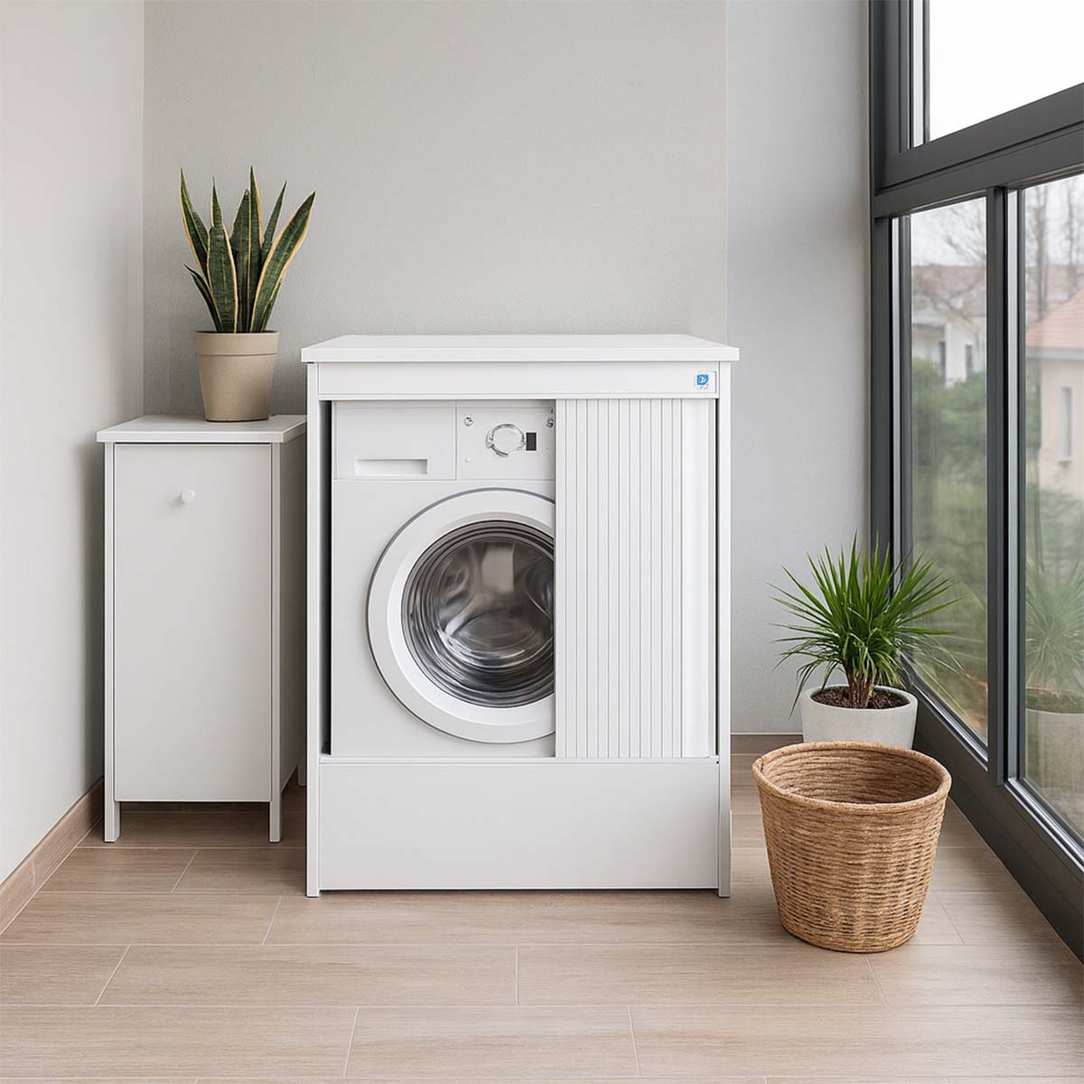 Mobile coprilavatrice da esterno 70x60 cm in resina bianco 5011P