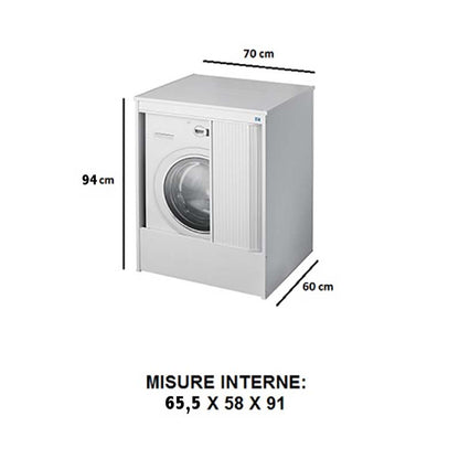 Mobile copri lavatrice da esterno 70x60 cm in resina con apertura a serrandina bianco