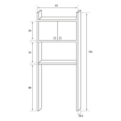 Mobile sopra lavatrice in PVC con scaffale bianco 162x65x26,5 cm