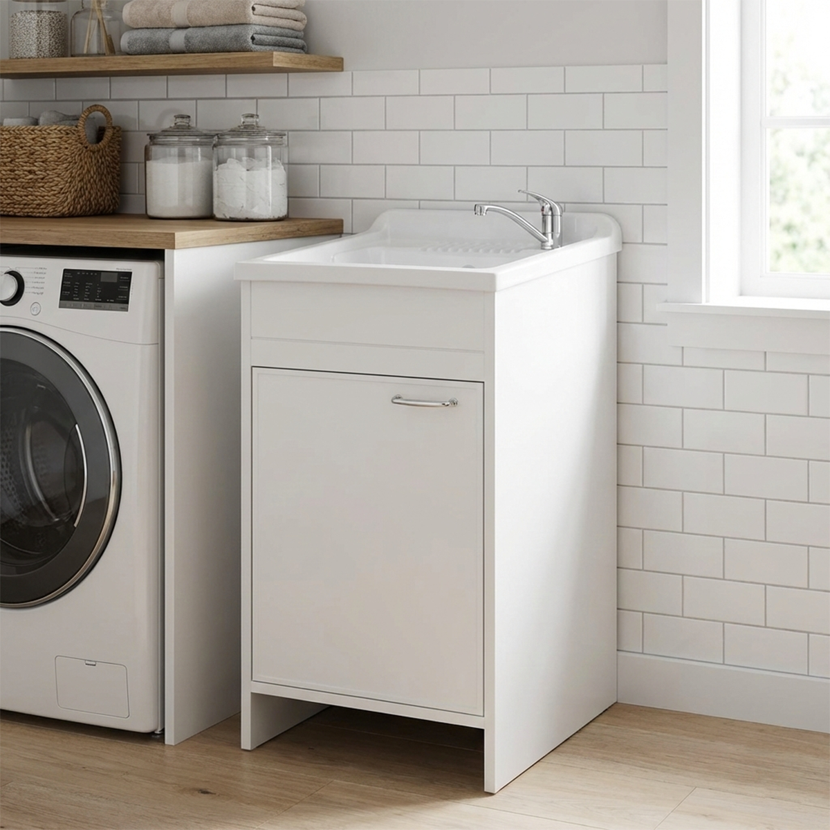 Lavatoio con mobile 45x50 cm bianco con kit di montaggio Negrari 9006K