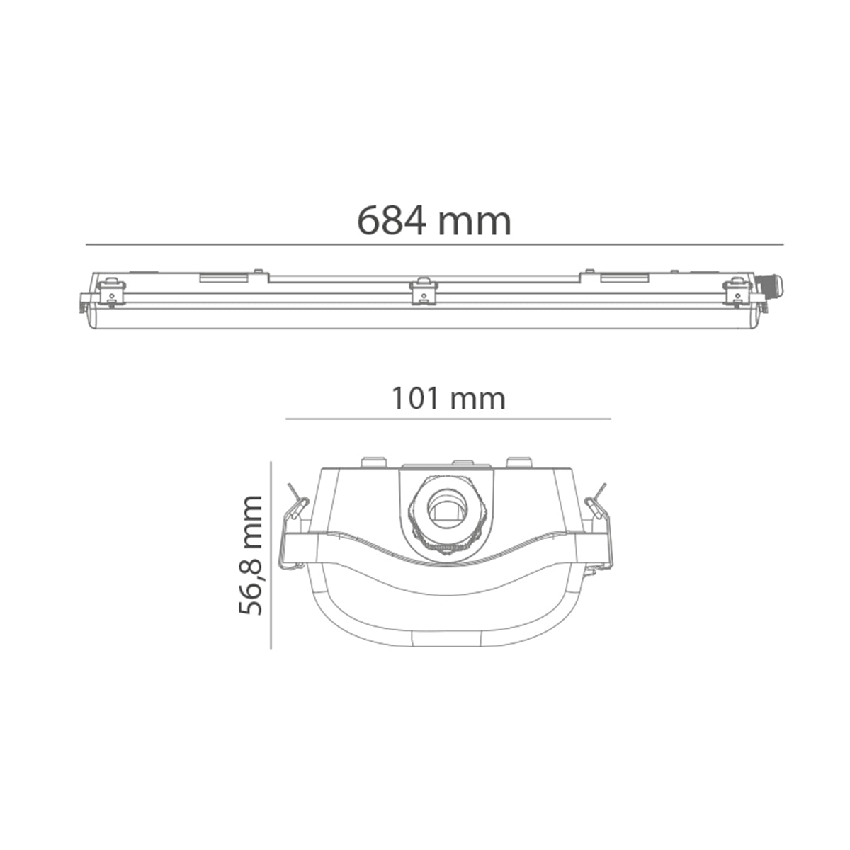 Plafoniera portatubo LED doppio 68 cm T8 IP65