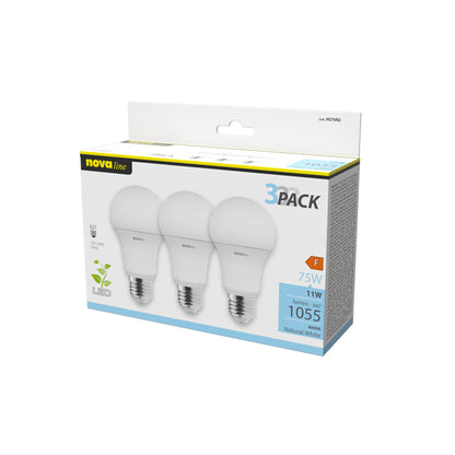 Lampadine LED 11W E27 Goccia luce brillante 4000K 3 pezzi