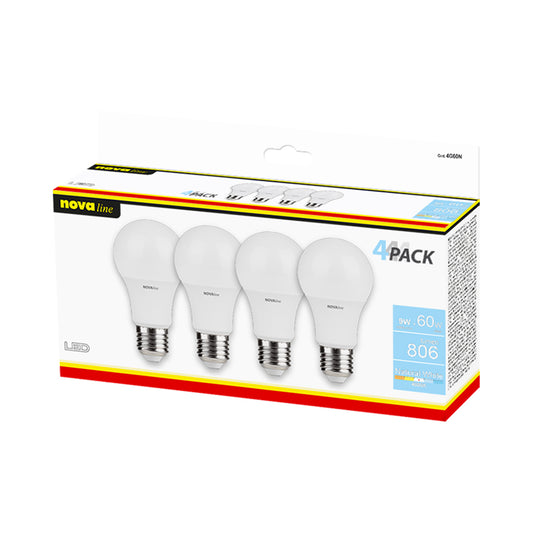 Lampadine LED 9W E27 Goccia luce naturale 4000K 4 pezzi