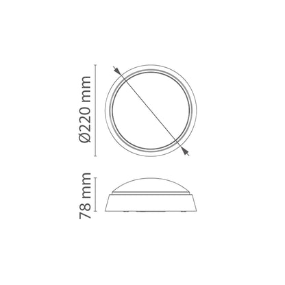 Plafoniera LED da soffitto tonda 18W IP54