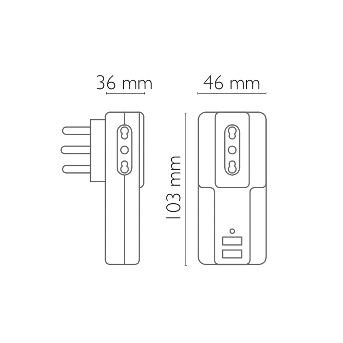 Multipresa 3 prese 16A + 2 USB 2100mA