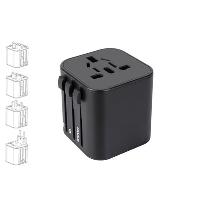 Adattatore da viaggio universale nero 100-240V EU/UK/USA/AUS