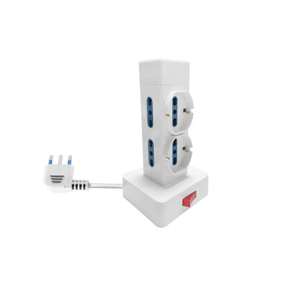 Multipresa a torre con interruttore 16A 4 bipresa 2 schuko cavo 1,5m