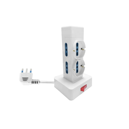 Multipresa a torre con interruttore 16A 4 bipresa 2 schuko cavo 1,5m