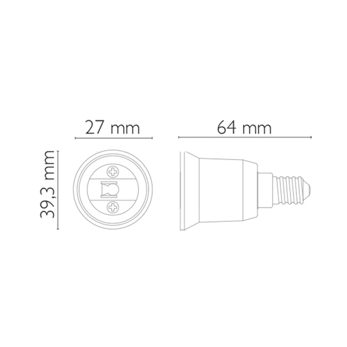 Adattatore portalampada da E14 a E27