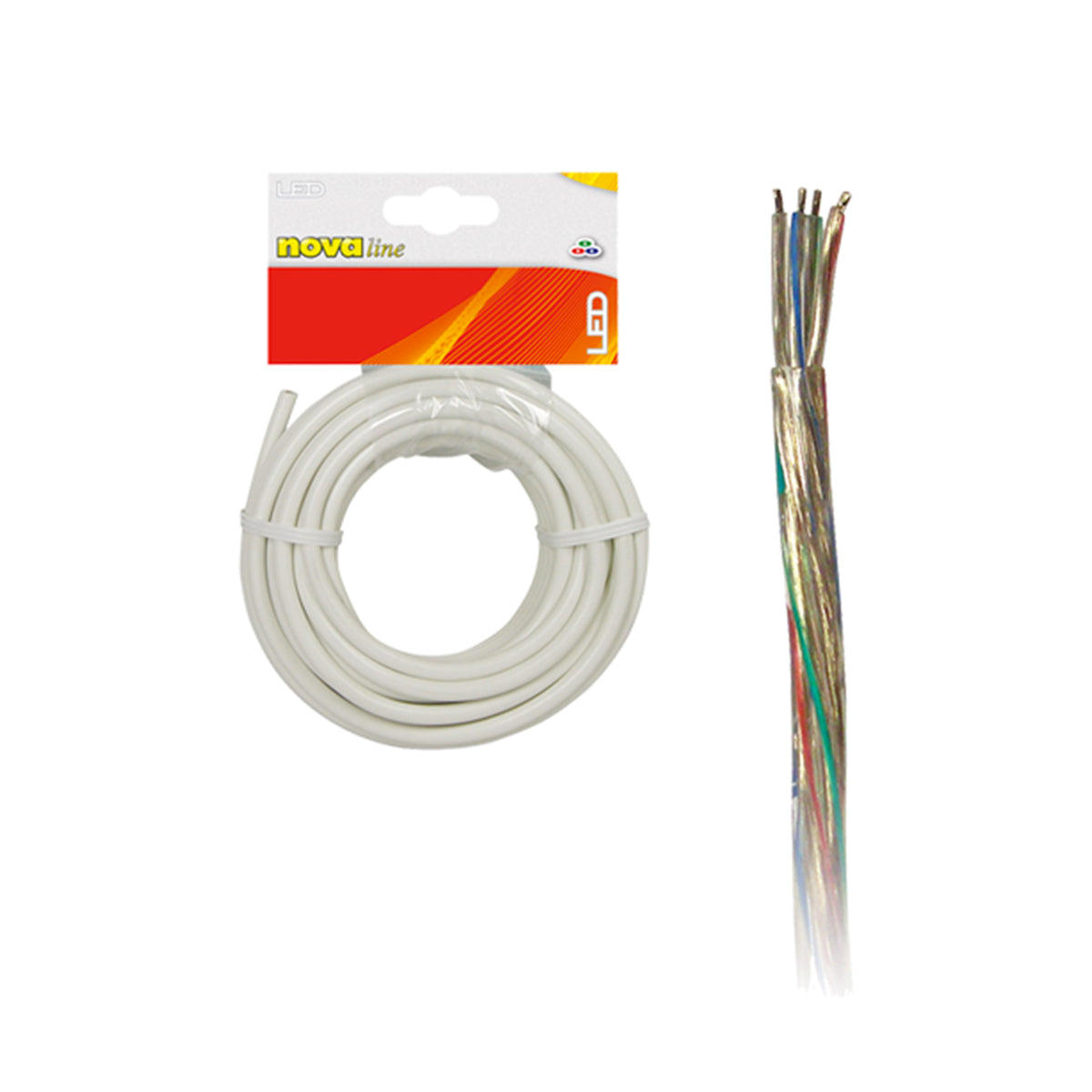 Matassa cavo 4 poli RGB trasparente per strisce LED 5 metri IP65