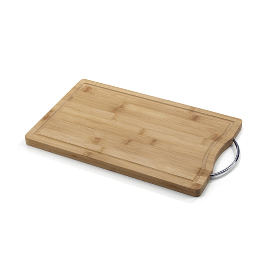 Tagliere in bambù 40x25 cm con manico in acciaio