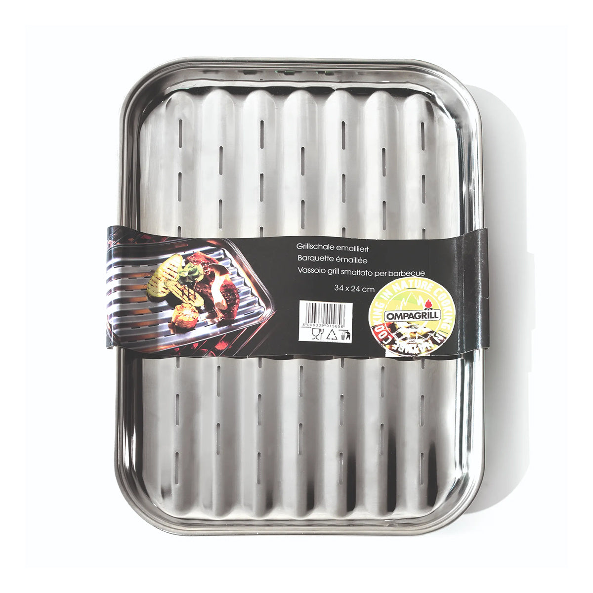 Vassoio in acciaio inox per barbecue 34x24 cm Ompagrill