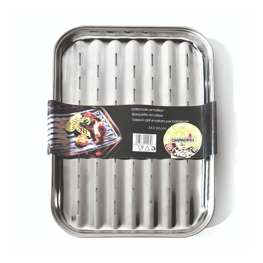 Vassoio in acciaio inox per barbecue 34x24 cm Ompagrill