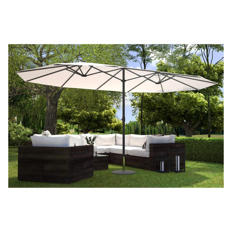 Ombrellone da giardino 2,7x4,5 mt in metallo ecrù e antracite