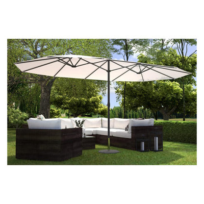 Ombrellone da giardino 2,7x4,5 mt in metallo ecrù e antracite