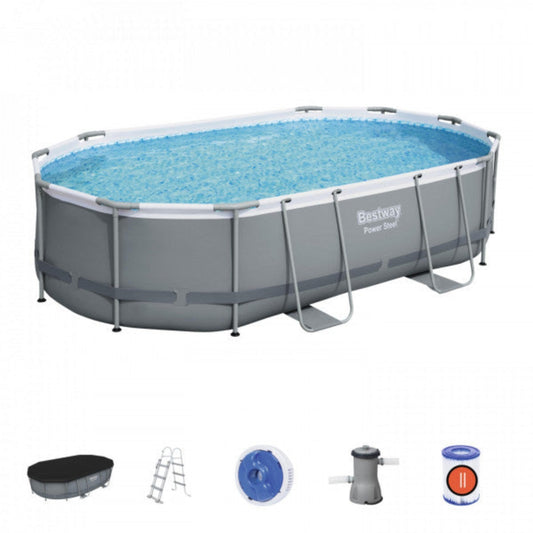 Piscina Power Steel ovale Bestway 56448 con accessori 488x305x107 cm