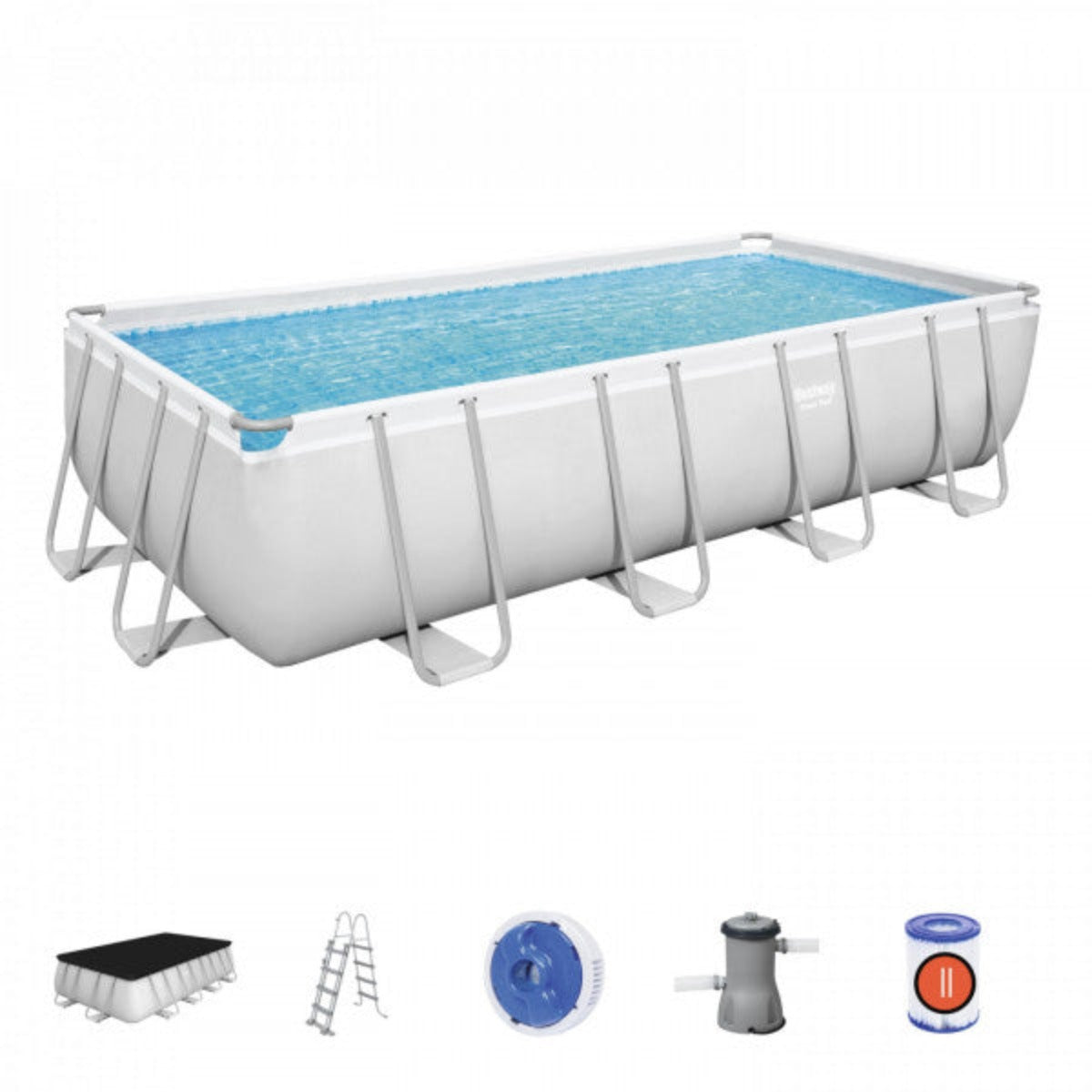 Piscina Power Steel rettangolare Bestway 56670 con accessori 488x244x122 cm