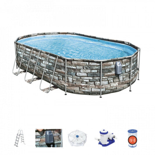 Piscina Confort effetto piastrelle Bestway 56719 con accessori 610x366x122 cm