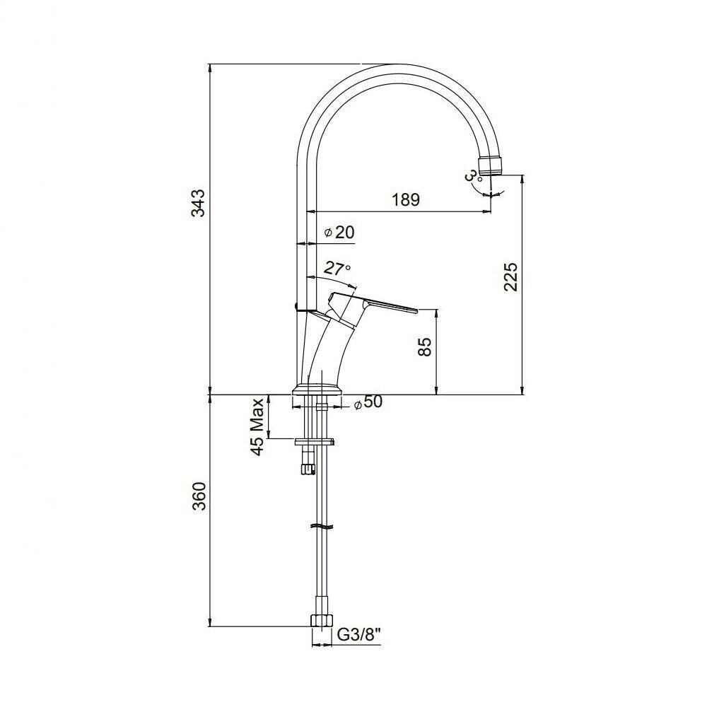 Miscelatore per lavello Paini Unika small con bocca orientabile cromo