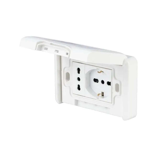 Placca elettrica da esterno IP55 Poly Pool doppia presa bipasso 10/16A bianco