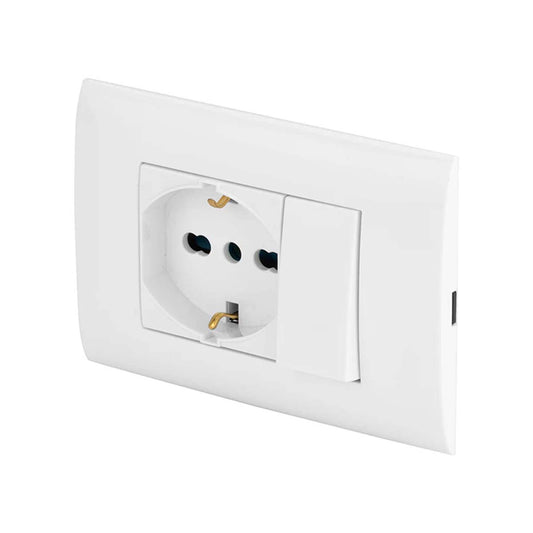 Placca elettrica Poly Pool con presa universale e deviatore 16A